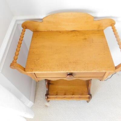 Antique Solid Wood Wash Stand with Beaded Wood Handles