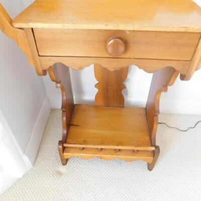 Antique Solid Wood Wash Stand with Beaded Wood Handles