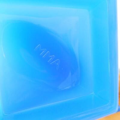 Gorgeous Imperial MMA Blue Milk Glass Koi Candle Holders 11"