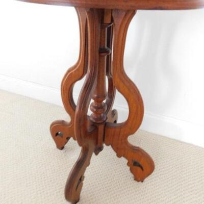 Antique Walnut Eastlake Lamp Table Round Top