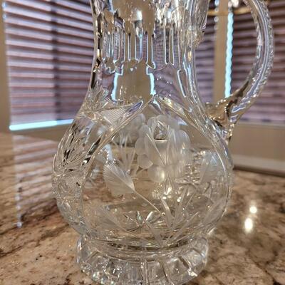 Lot 100: Crystal Pitcher, Small Pitcher and Dish 