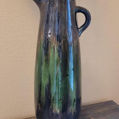 Lot 111: Large Ceramic Pitcher with Decorative Floral
