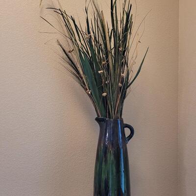 Lot 111: Large Ceramic Pitcher with Decorative Floral