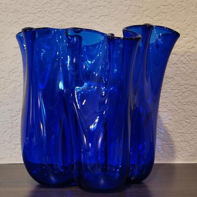 Lot 112: Signed Blue Glass Vessel