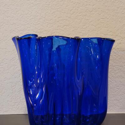 Lot 112: Signed Blue Glass Vessel
