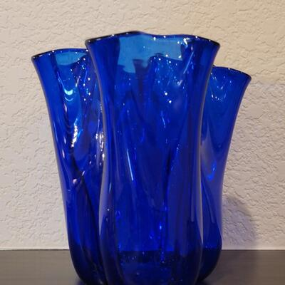 Lot 112: Signed Blue Glass Vessel