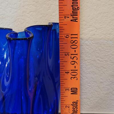 Lot 112: Signed Blue Glass Vessel