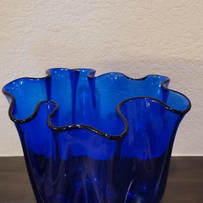 Lot 112: Signed Blue Glass Vessel