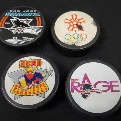 Hockey Pucks  San Jose Sharks, Olympics, Reno Renegades, Rage 