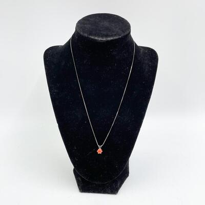 JOIA STERLING SILVER & CORAL PENDANT NECKLACE 