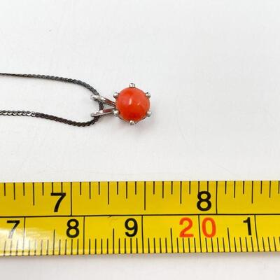 JOIA STERLING SILVER & CORAL PENDANT NECKLACE 