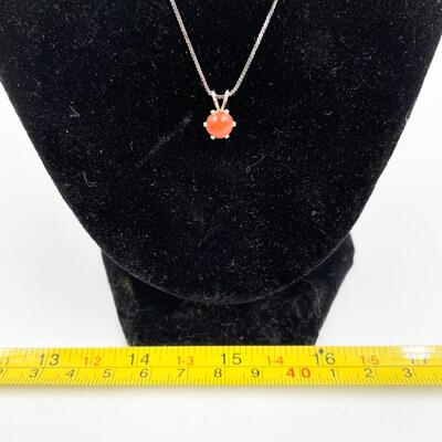 JOIA STERLING SILVER & CORAL PENDANT NECKLACE 