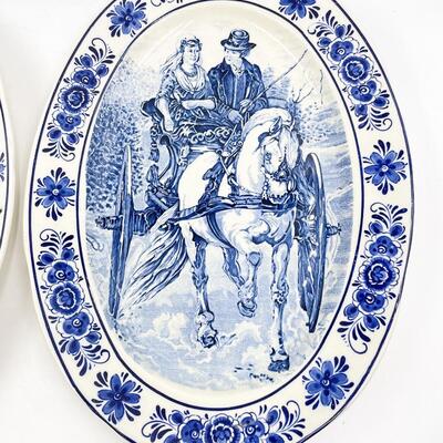 VINTAGE DELFTWARE 16.5â€ OVAL DECORATIVE PLATES