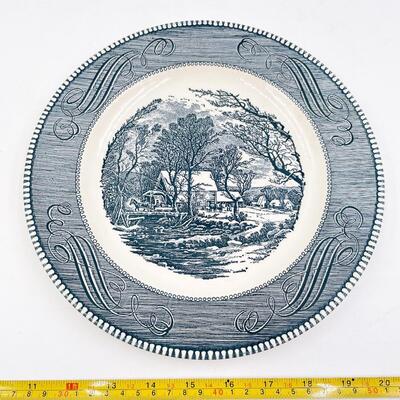 VINTAGE CURRIER & IVES DINNER PLATE & 2 BREAD PLATES