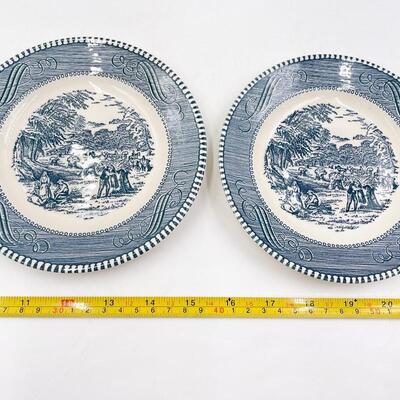 VINTAGE CURRIER & IVES DINNER PLATE & 2 BREAD PLATES