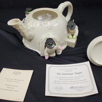 THE SNOWMAN TEAPOT BY LENOX  