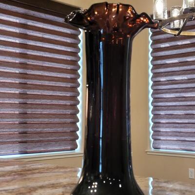 Lot 119: Large Ruffle Top Purple Vase