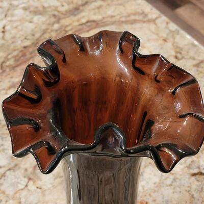 Lot 119: Large Ruffle Top Purple Vase
