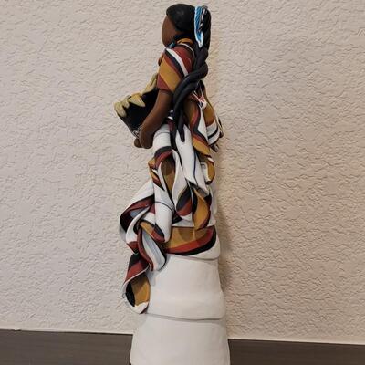 Lot 125: GWEN PIÃ‘A Signed Polymer Clay Native American Woman 