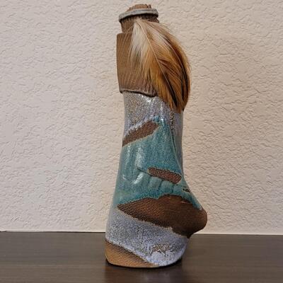 Lot 126: Ceramic Native American Woman Marked by Artist