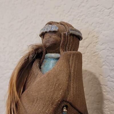 Lot 126: Ceramic Native American Woman Marked by Artist