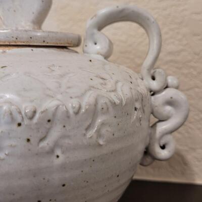 Lot 136: Ceramic Jar with Lid and Handles