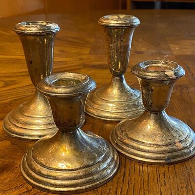 Lot of 4, Two Sets of Weighted Sterling Silver Candle Holders