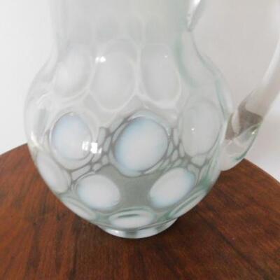 Vintage Fenton Coin Dot Ruffle Edge Glass Pitcher