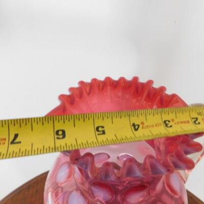 Vintage Fenton Coin Dot Ruffle Edge Cranberry Glass Pitcher
