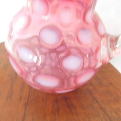 Vintage Fenton Coin Dot Ruffle Edge Cranberry Glass Pitcher