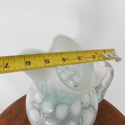 Vintage Fenton Coin Dot Pinched Edge Glass Pitcher