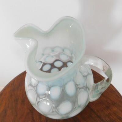 Vintage Fenton Coin Dot Pinched Edge Glass Pitcher
