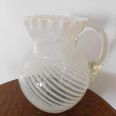 Vintage Fenton Swirl Ruffled Edge Pitcher 