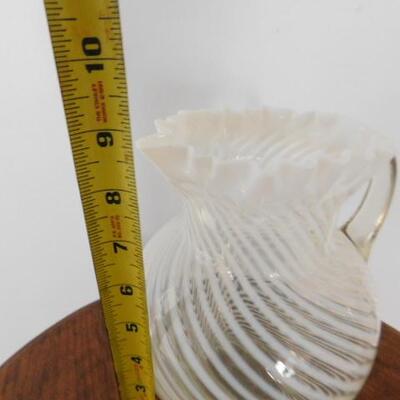 Vintage Fenton Swirl Ruffled Edge Pitcher 