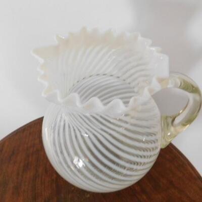 Vintage Fenton Swirl Ruffled Edge Pitcher 
