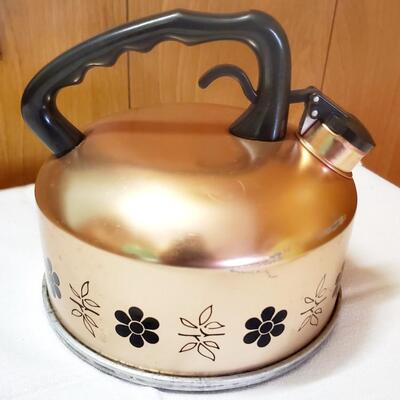 VINTAGE COPPER TONED STOVE TEA POT 