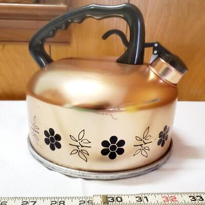 VINTAGE COPPER TONED STOVE TEA POT 