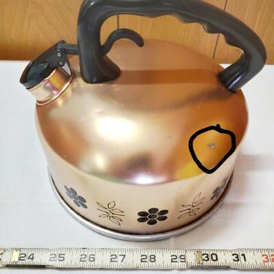 VINTAGE COPPER TONED STOVE TEA POT 