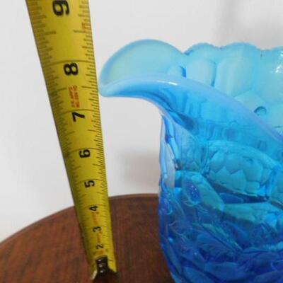 Vintage Blue Imperial Glass Sawtooth Rim Water Pitcher