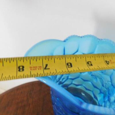 Vintage Blue Imperial Glass Sawtooth Rim Water Pitcher