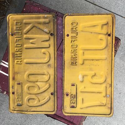 Vintage California Yellow and Black License Plates