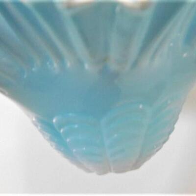 Vintage Fenton Blue and Clear Glass Ruffled Edge Basket