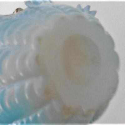 Vintage Fenton Blue and Clear Glass Ruffled Edge Basket