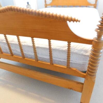 Vintage Solid Wood Double Size Bed and Mattress Set 