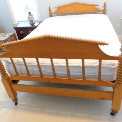Vintage Solid Wood Double Size Bed and Mattress Set 