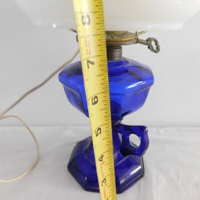 Vintage Blue Cobalt Post Electric Table Lamp
