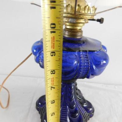 Vintage Blue Glass Post Table Lamp 7