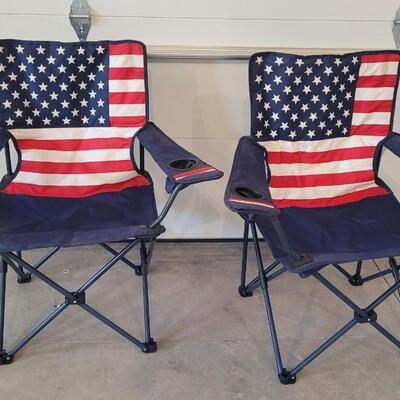 Lot 174: (2) Patriotic America Folding Chairs