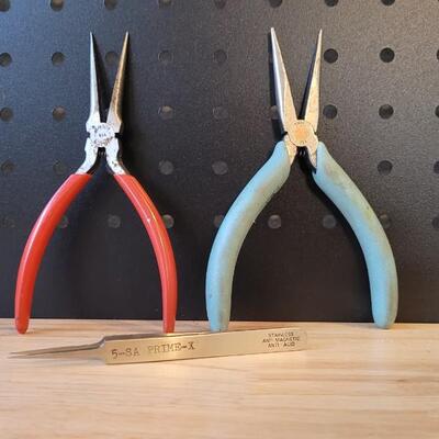 Lot 186: Vintage Needle Nose Pilers + TWEEZERS 