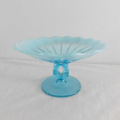 Vintage Imperial Blue Glass Footed Compote Dish